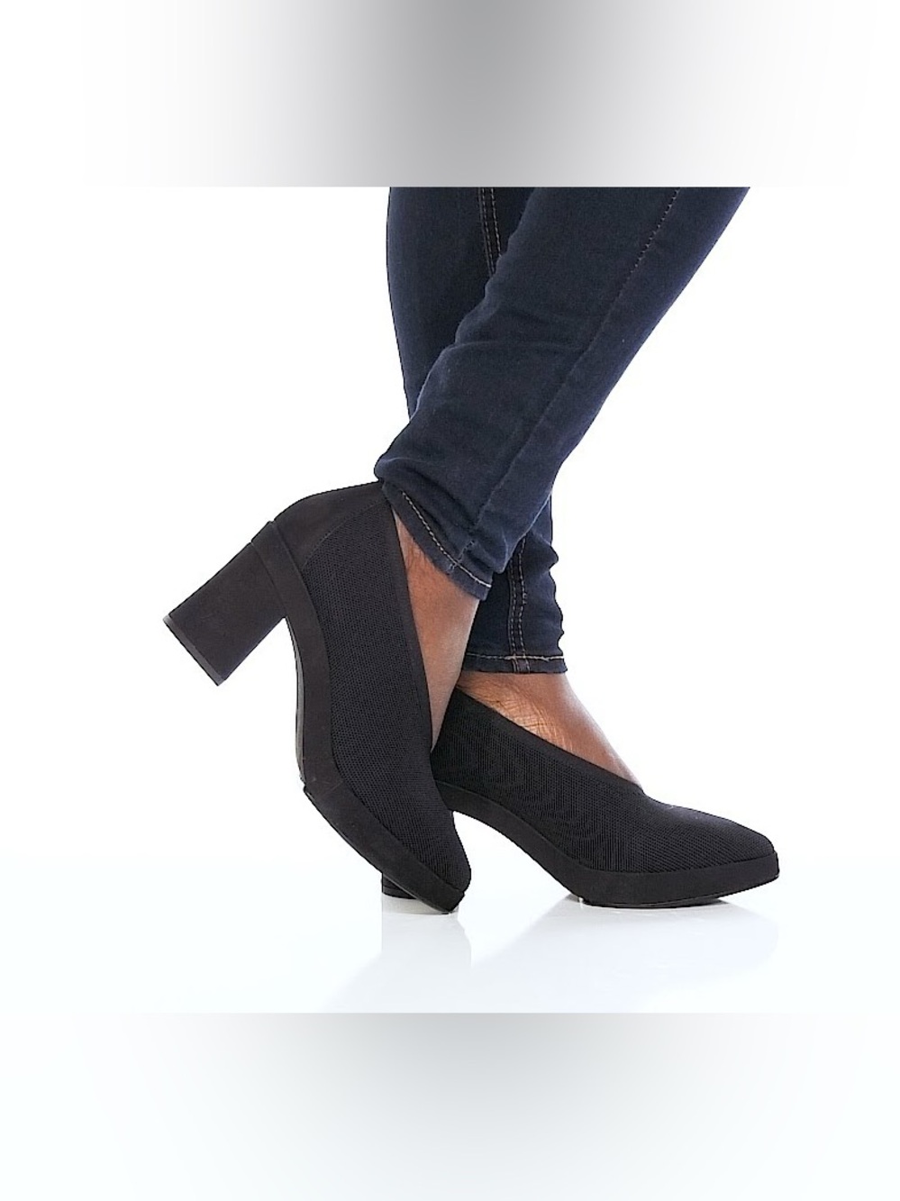 Eileen Fisher Signy Block Heels Black Textile Knit Pump